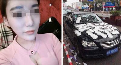 這名爆乳正妹「把衛生棉黏滿男友的車上」以報復出軌的男友，沒想到男友趕來時她馬上就後悔了！